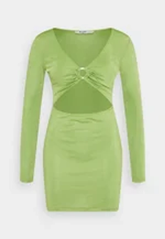 NA-KD CUT OUT LONG SLEEVE MINI DRESS - Robe en jersey - green/vert - ZALANDO.FR