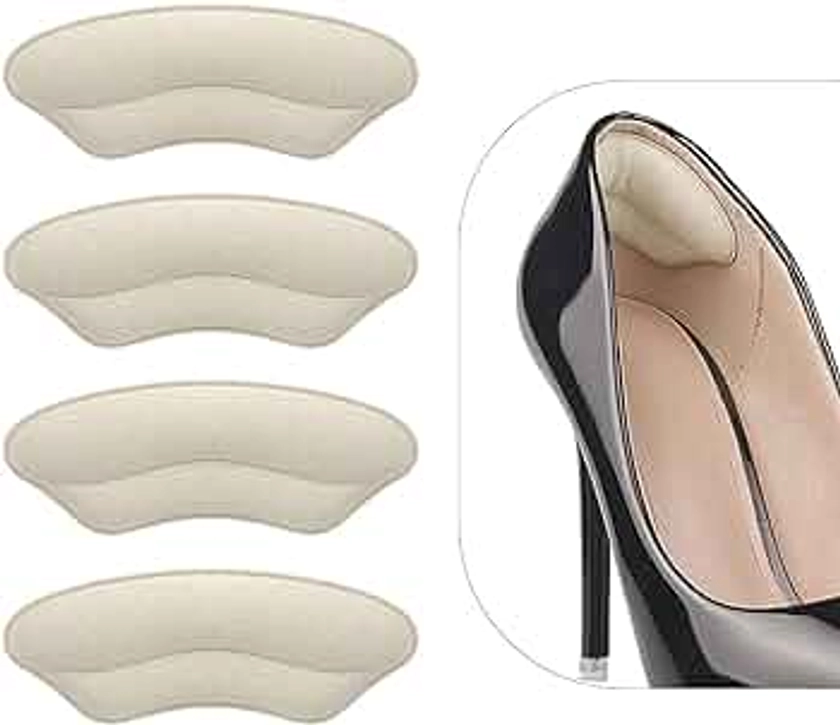 Heel Grips Liner Cushions Inserts for Loose Shoes, Heel Pads Snugs for Shoe Too Big Men Women, Filler Improved Shoe Fit and Comfort, Prevent Heel Slip and Blister (4 Pairs) (Pale Apricot)