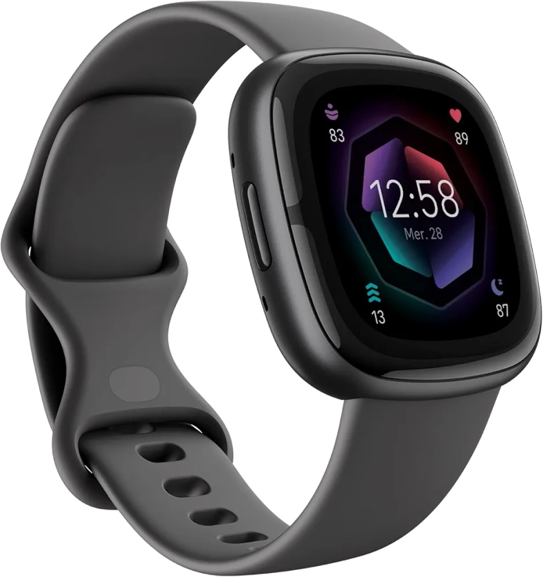 Montre connectée sport et santé Fitbit Sense 2 avec GPS intégré, fonctionnalités avancées pour la santé, jusqu’à 6 jours d’autonomie de batterie, Graphite/aluminium graphite