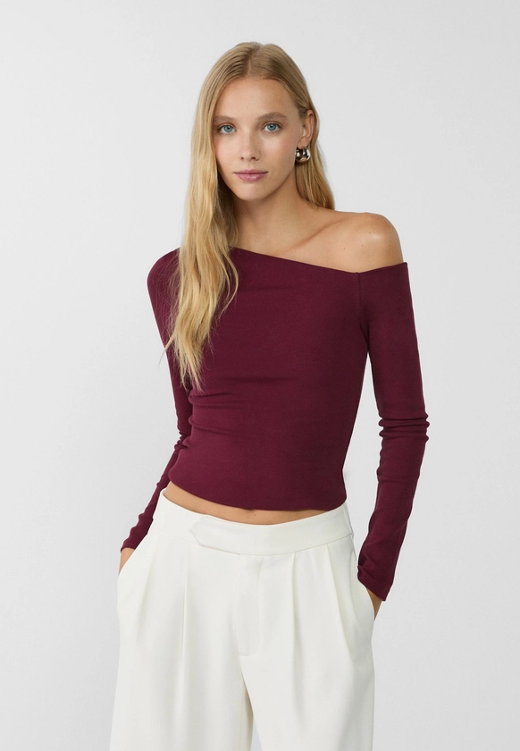 Top décolleté asymétrique - Mode femme | Stradivarius France