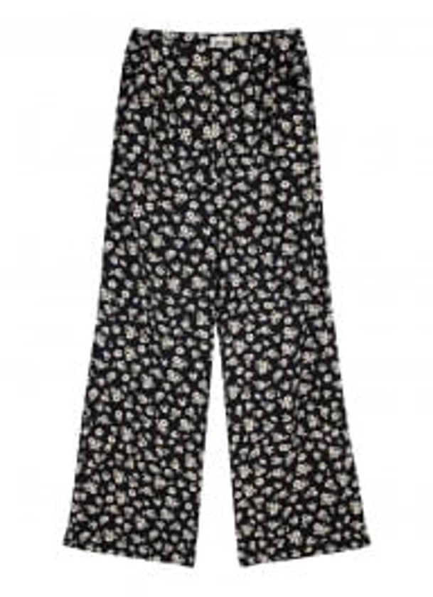 Romily Ditsy Floral Print Wide Leg Trousers - Black