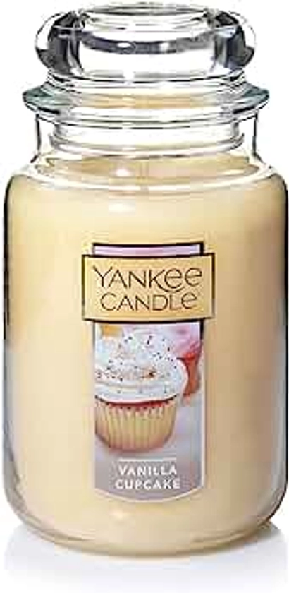 Yankee Candle Vanilla Cupcake Scented 22oz Single Wick, Classic Large Jar Candle, Over 110 Hours of Burn Time, Ideal for Creating Relaxing Ambience & Holiday Gifting, Cream