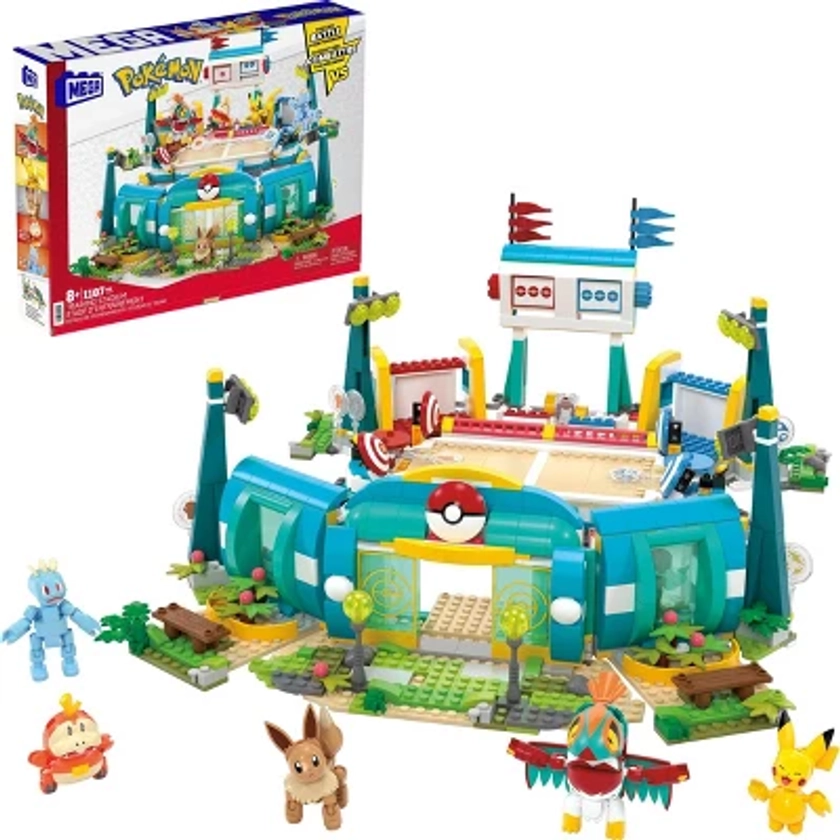 MEGA Pokemon Traning Stadium Building Toy Kit, with 5 Action Figures 1101pc