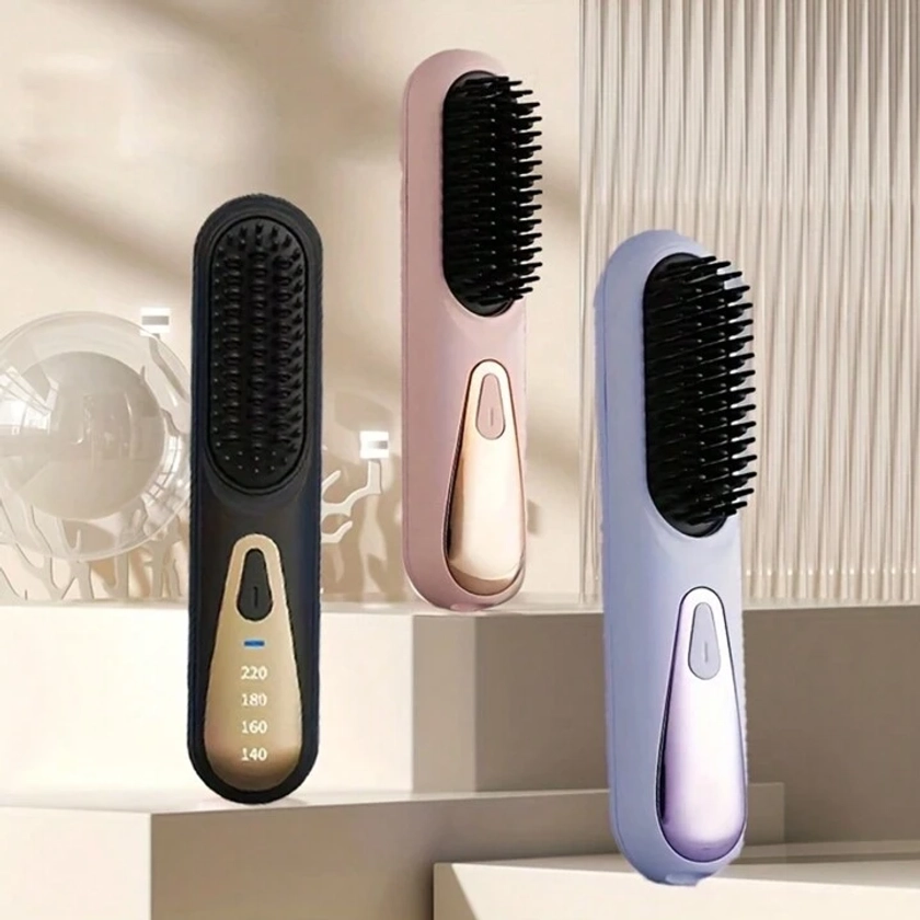 Rechargeable Mini Straight Hair Brush -4 Temperature Settings, Wireless, Handheld, Portable Straight Hair Comb, Suitable For All Hair Types Electric Styling Tools, Perfect Gift For Travel And Daily Use | SHEIN USA