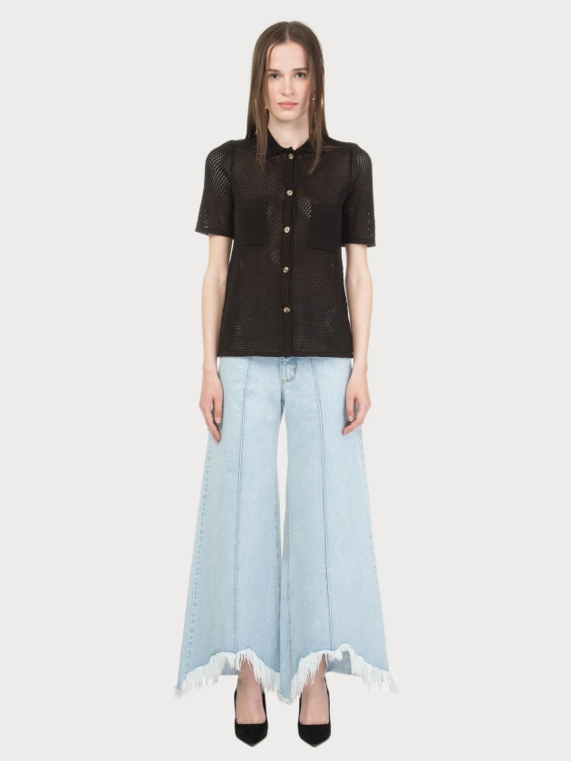 Vika Jeans with Fringed Cutouts