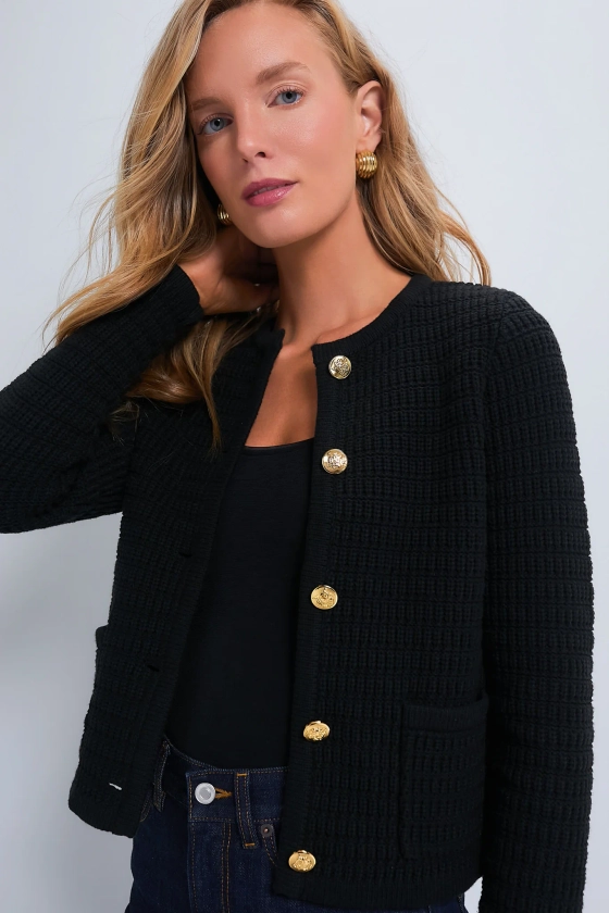 Black Woven Maybourne Cardigan | Hyacinth House