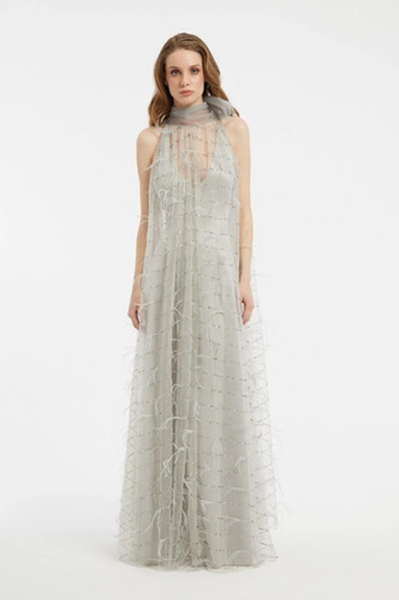 Grey Tulle Evening Dress | Ateliere