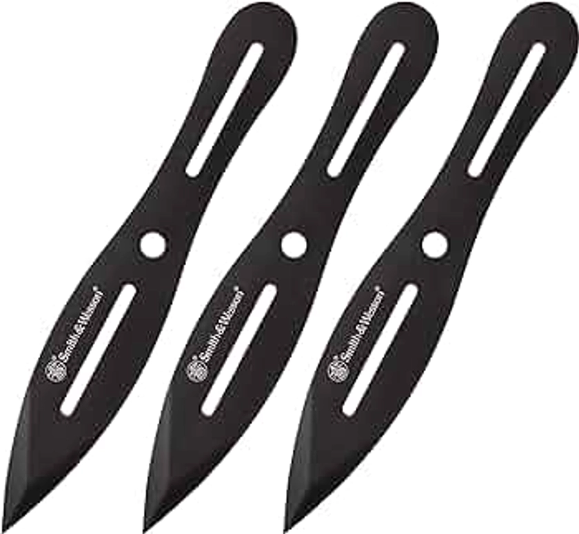Smith & Wesson SWTK8BCP Three 8in Stainless Steel Throwing Knives Set with Nylon Belt Sheath
