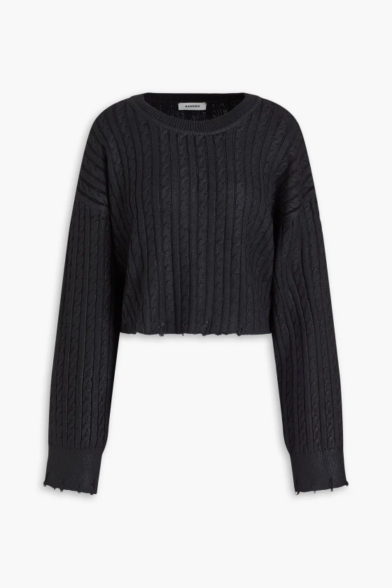 SANDRO Cable-knit cotton and wool-blend sweater | THE OUTNET