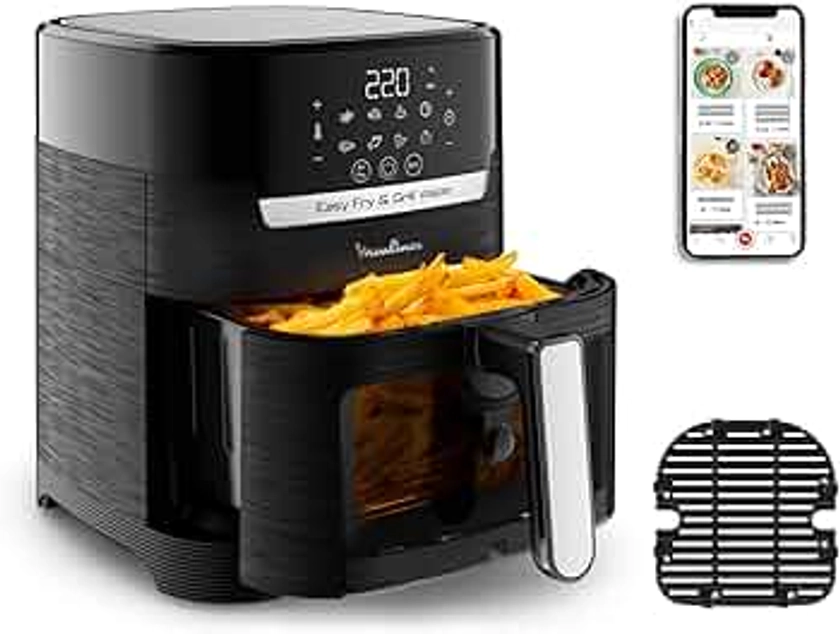 Moulinex Easy Fry & Grill Vision Friteuse sans huile + Grill, Capacité 4,2 L, Jusqu'à 6 personnes, 8 programmes automatiques, Fenêtre amovible, Écran tactile, air fryer EZ506820