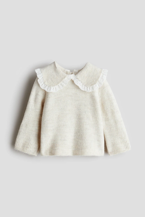 Peter Pan-collared jumper - Light beige marl - Kids | H&M GB