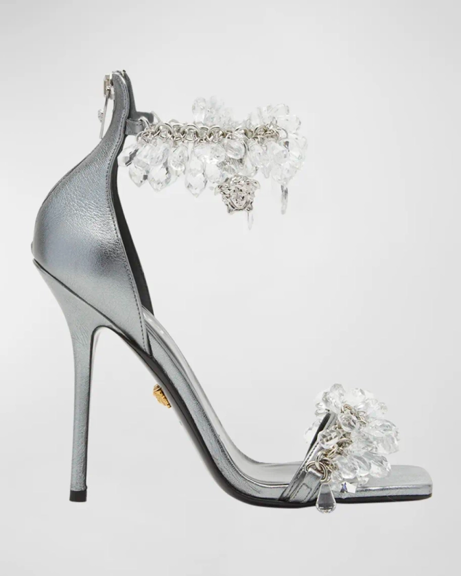 Versace Metallic Crystal Chandelier Stiletto Sandals