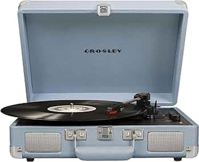 Crosley CR8005F-TN Cruiser Plus Vintage 3-Speed Bluetooth in/Out Suitcase Vinyl Record Player Turntable, Tourmaline