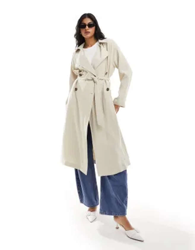 ASOS DESIGN - Trench-coat mi-long doux - Taupe | ASOS