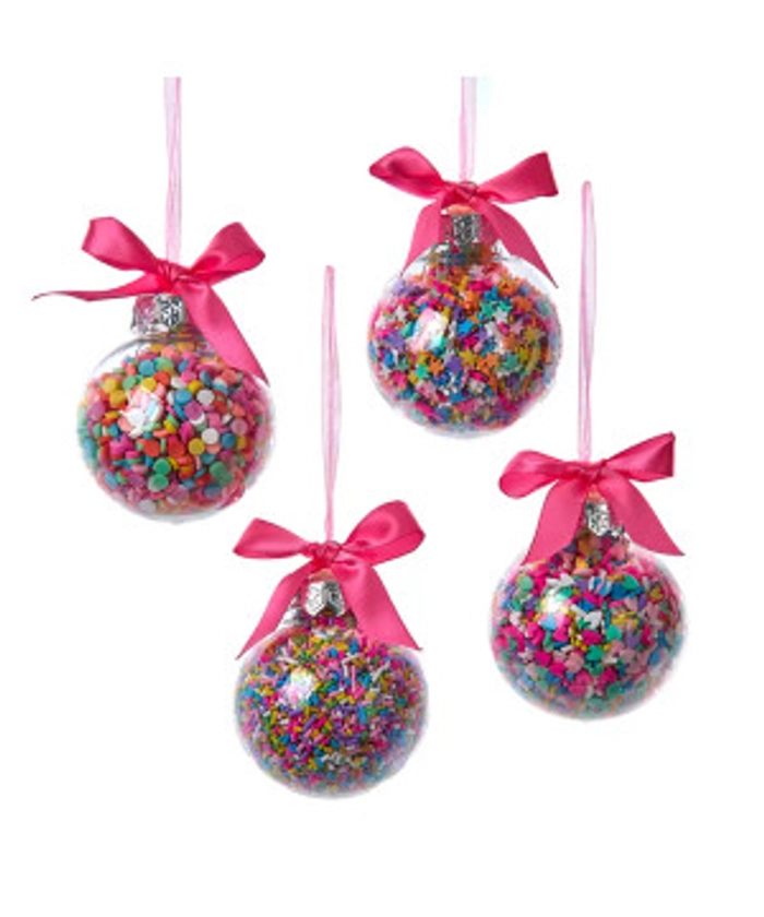 Kurt Adler 60MM Set of 4 Bubblegum Balls With Sprinkles Christmas Ornaments D4419