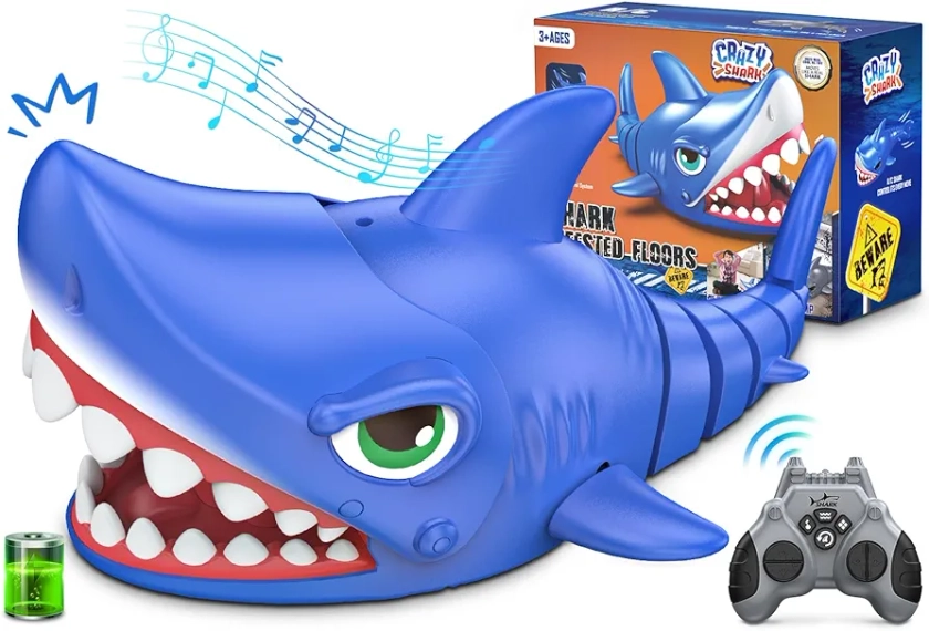 KIDDITOY Remote Control Shark Toy for Kids 3+ - Rechargeable RC Robot With Realistic Biting Action, Interactive Gift for Boys Ages 3-12