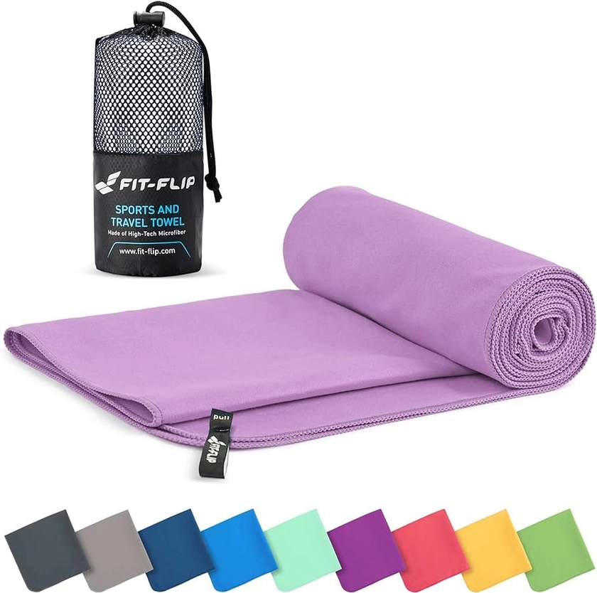 Fit-Flip Mikrofaser Handtuch - kompakte Microfaser Handtücher - ideal als Sporthandtuch, Reisehandtuch, Strandtuch - schnelltrocknend und leicht - Badetuch groß (80x160cm, Flieder) : Amazon.de: Sport & Freizeit