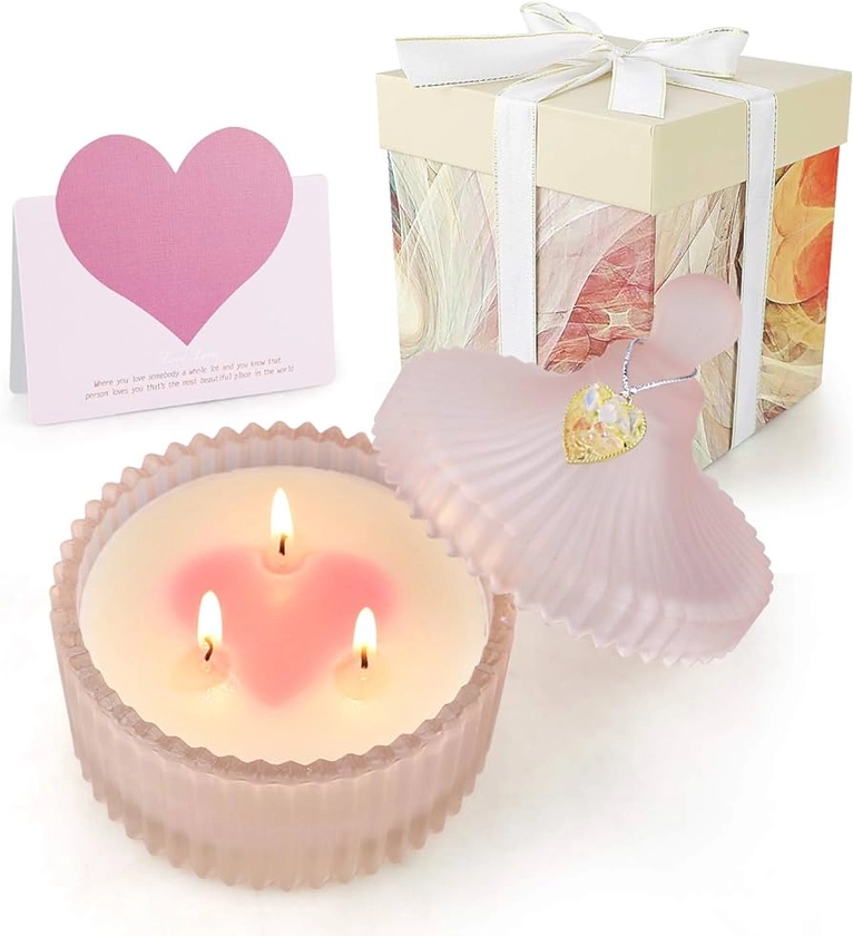 Amazon.com: Scented Candles Gifts for Women, Candle for Home Scented 7.05Oz, Stress Relief Gifts Birthday Christmas Gifts for Women, Pink Aromatherapy Soy Rose Candle Gift On Valentine's Day, Anniversary : Health & Household