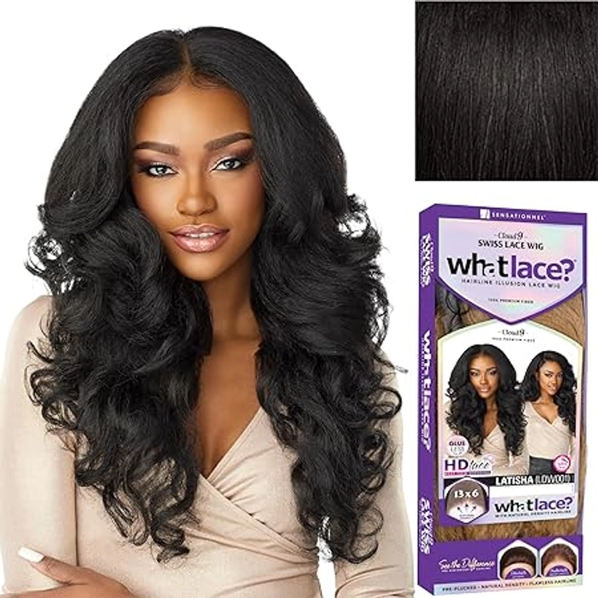 Sensationnel What lace 13x6 wigs - latisha synthetic wig cloud 9 with preplucked hairline hd lace - Whatlace Latisha (1B OFFBLACK)