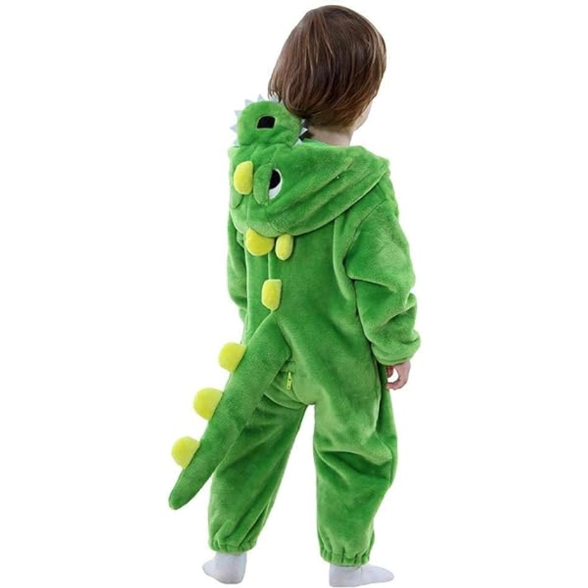 Baby Costume Dinosaur Animal Hooded Flannel Romper for Children, Carnival Costume (3-4 Years, Green, Tag 110) : Amazon.com.be: Toys