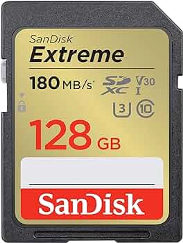 SanDisk 128 Go Extreme carte SDXC + RescuePRO Deluxe, jusqu'à 180 Mo/s, UHS-I, Classe 10, U3, V30