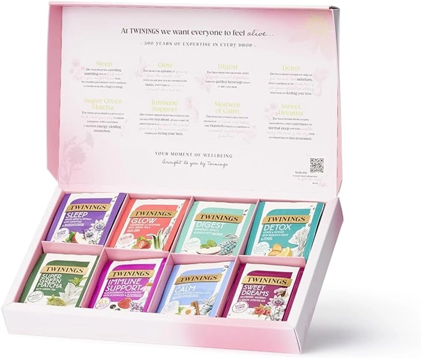 NEW Twinings Superblends Collection Gift Box | Green Tea & Herbal Infusions Selection Box | Wellness Gift | 8 flavours | 40 Recyclable Individually Wrapped Plant-Based Tea Bags