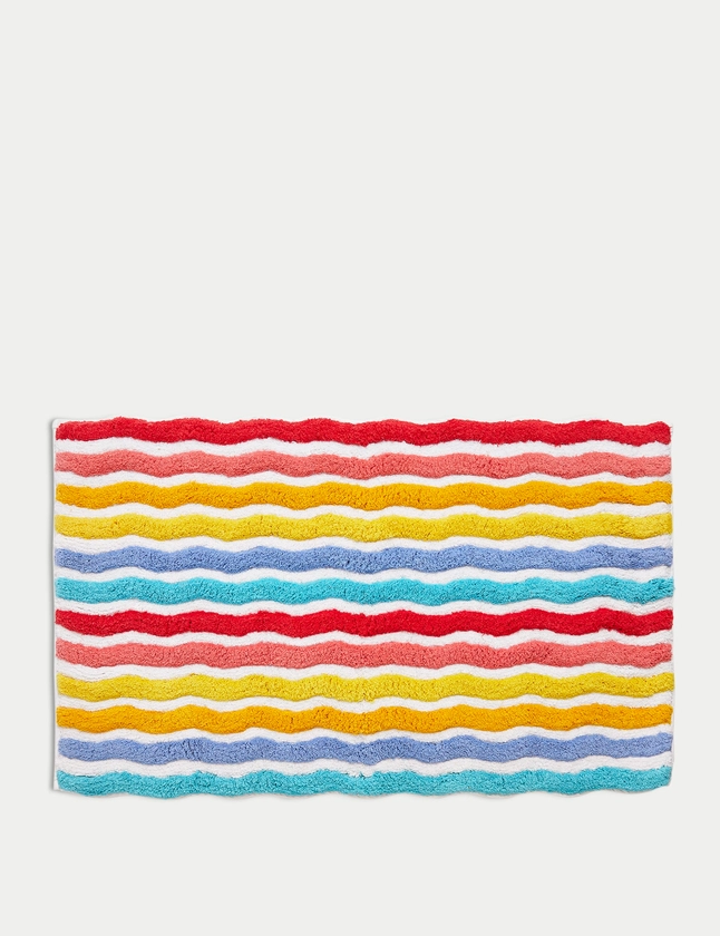 Pure Cotton Rainbow Squiggle Bath Mat | M&S Collection | M&S