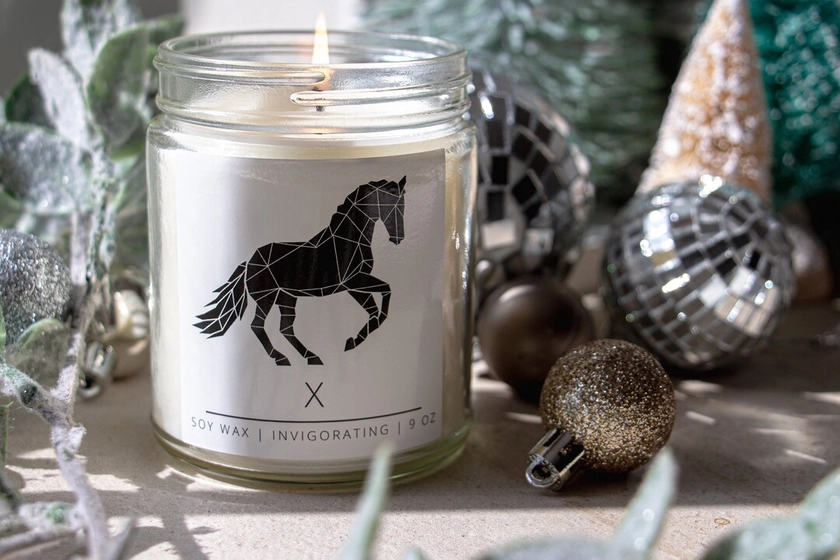 X POWER CANDLE || eucalyptus & peppermint scent || clean, invigorating year-round scent || inspired by Olympic horse moves in dressage