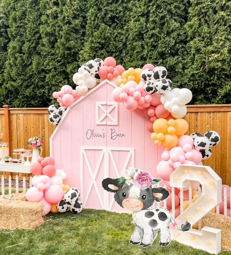 BIG DECOR FARM Girl Cutout Decor Barnyard Ranch Animals Décorations de fête, Baby Shower, Fête d’anniversaire, téléchargement numérique FARM11