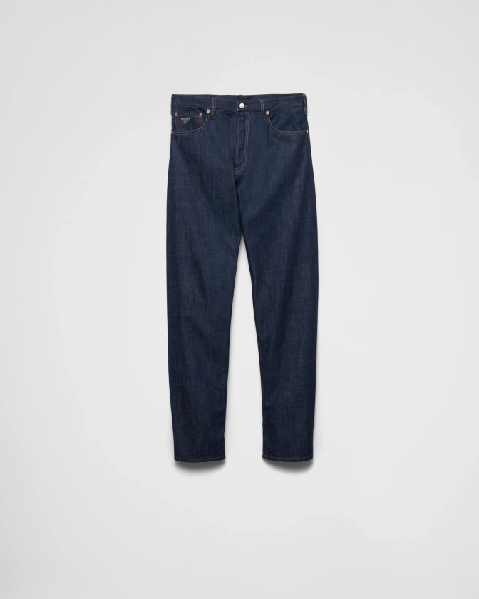 Jean Droit En Denim Selvedge Bleu | PRADA