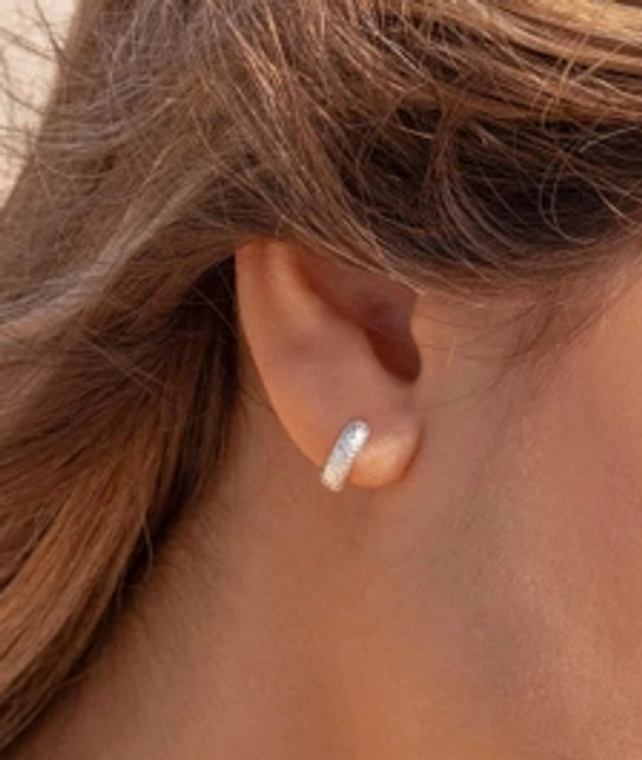 Boucles d'oreilles mini créoles texturées Argent 925