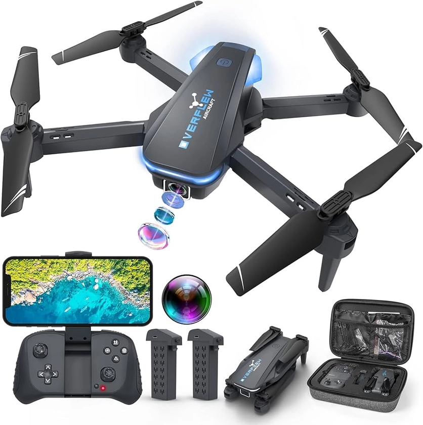 Amazon.com: Drone with 1080P Camera for Beginners and Kids, Foldable Remote Control Quadcopter with Voice Control, Gestures Selfie, Altitude Hold, One Key Start, 3D Flips, 2 Batteries, Toy for Boys Girls : Toys & Games