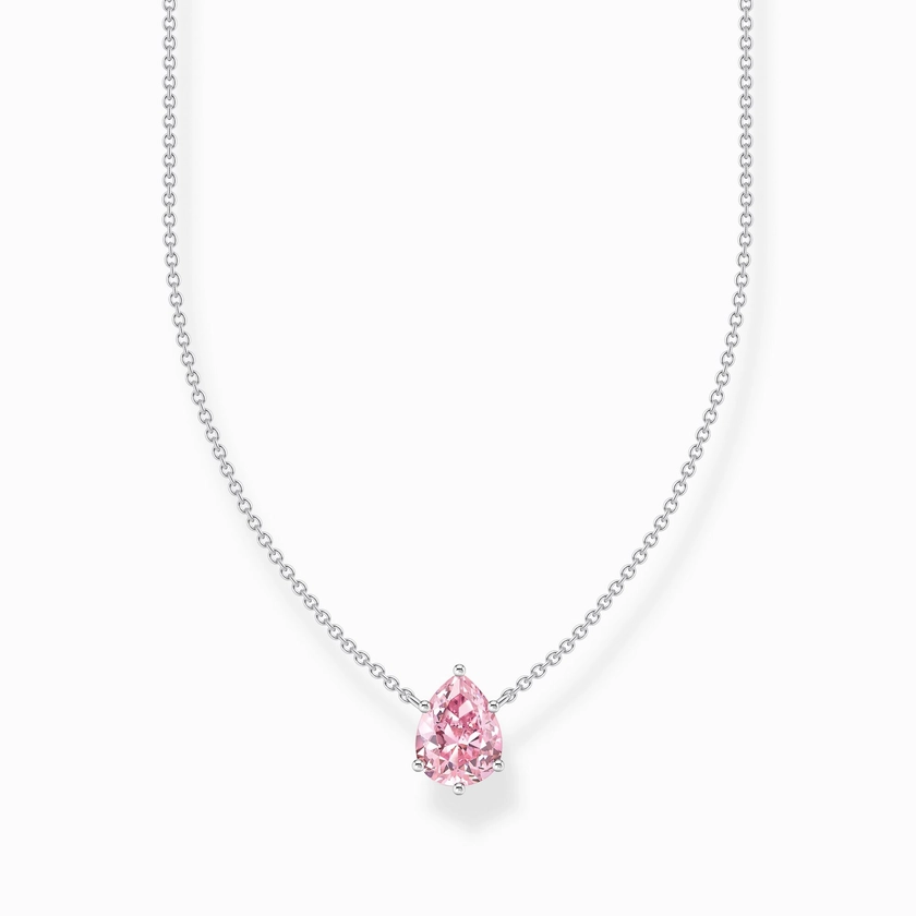 Silver necklace with pink drop-shaped pendant | THOMAS SABO