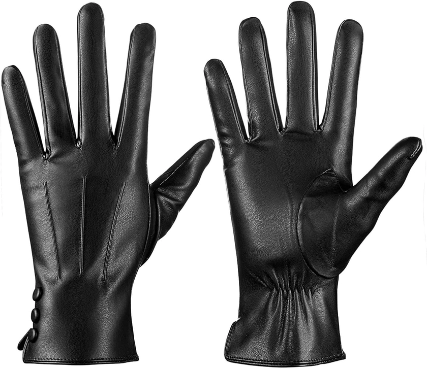 Leather Gloves for Women Winter Warm Gloves Touch Screen Warm Wool Lined Texting Driving Gloves