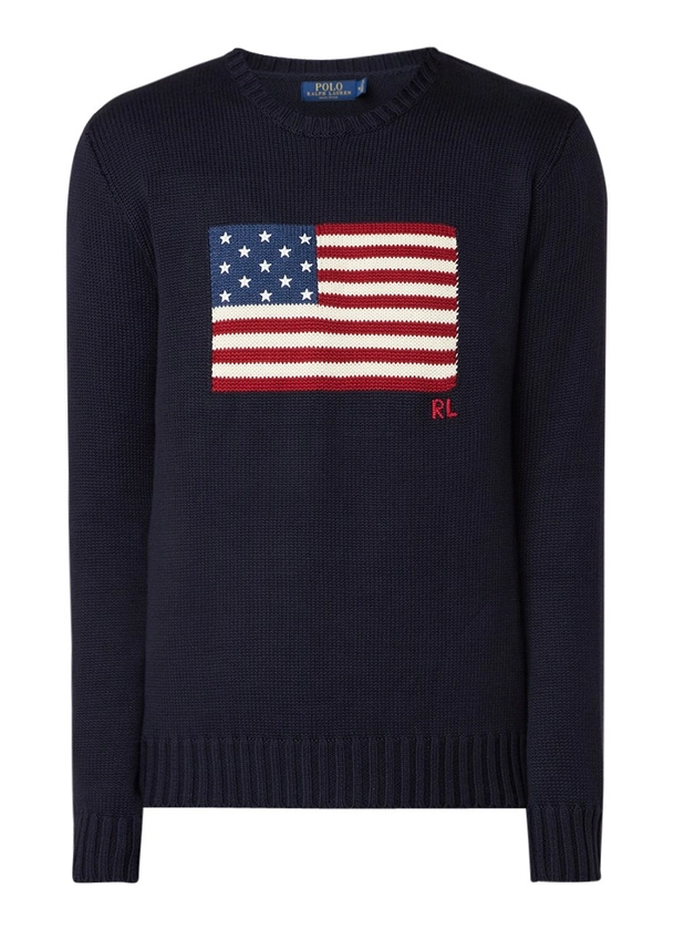 Ralph Lauren Fijngebreide trui met logo • Navy • de Bijenkorf