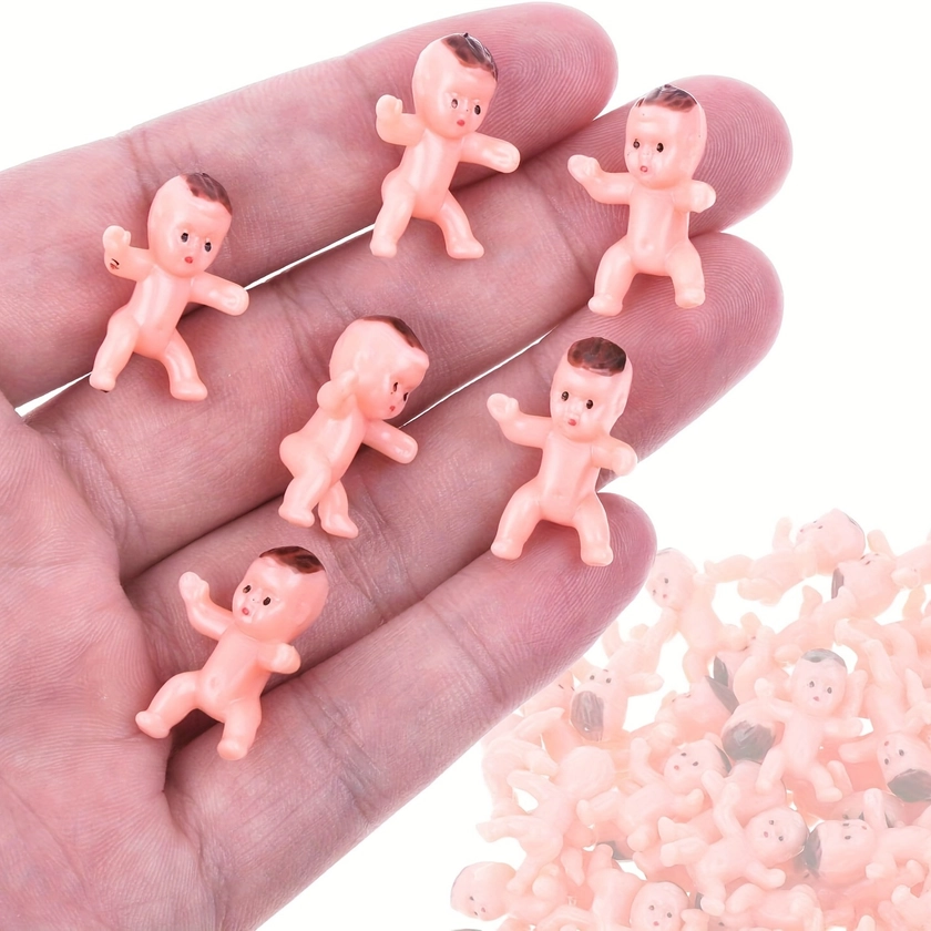 10-20pcs Mini Plastic Babies, Tiny Plastic Babies, Small Baby King Cake Babies For Ice Cubes Baby Shower Game, Dollhouse Accessories, Cake Decoration