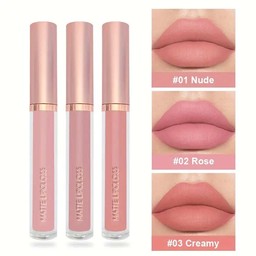 3 Pcs Matte Lipstick Lip Gloss Set Waterproof Non Stick Cup Liquid Lipstick Matte Velvety Lip Glaze Lipstick Set Lip Stain Lip Easy To Fade Valentines Day Gifts For Women Mothers Day Gift | Free Shipping On Items Shipped From Temu | Temu