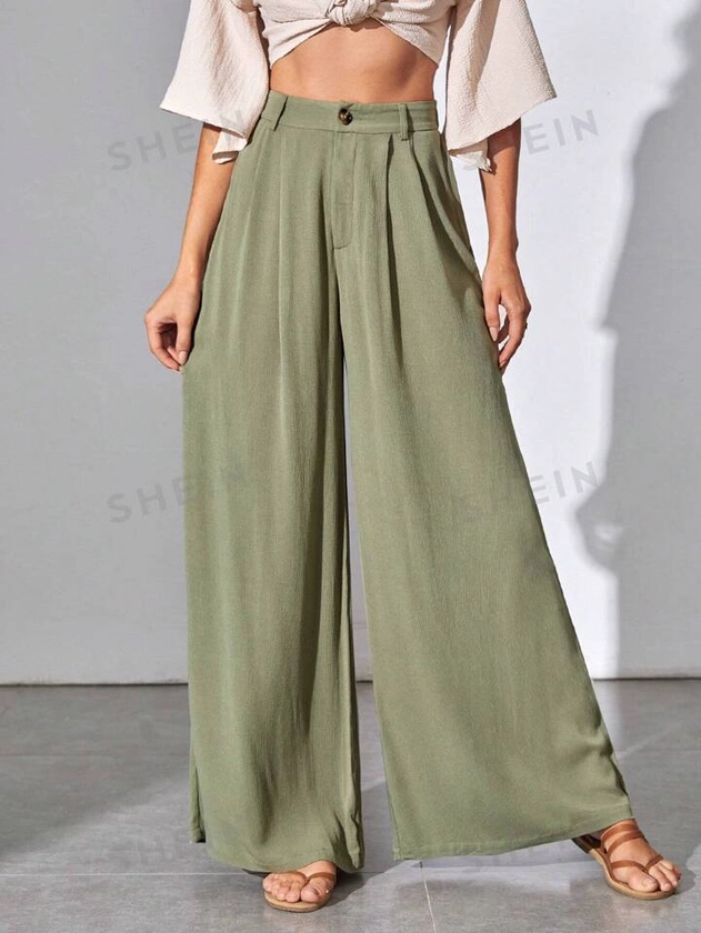 SHEIN Tall Solid Wide Leg Pants