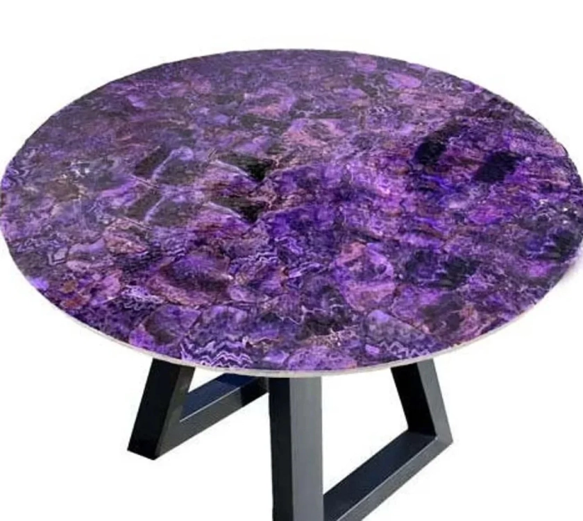 Amethyst Stones Round Coffee Table Top, Gemstone Coffee Console Bar Tables, Round Dining Table , Restaurant Tables Housewarming Decors - Etsy Australia