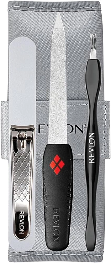 Revlon Manicure Set, Cuticle Trimmer, Nail Clipper, Nail File & Nail Buffer, Nail Care Tools, Smooths & Shapes, Easy to Use, 4 Piece Set