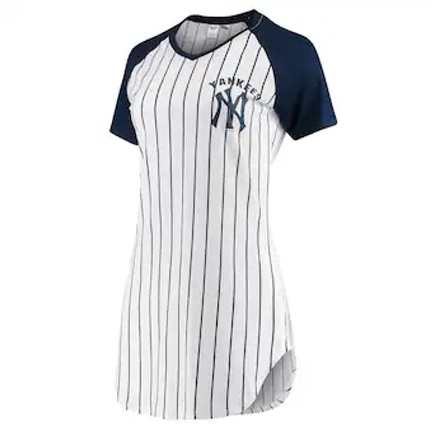 New York Yankees Concepts Sport Women's Vigor Pinstripe Nightshirt - White