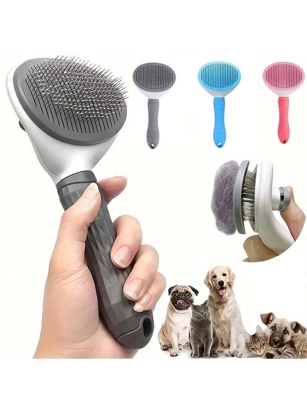 Self-Cleaning Dog Hair Brush, Pet Hair Remover Brush And Dematting Comb For Dogs And Cats, Grooming Tool For Easy And Effective Hair Removal And Detangling