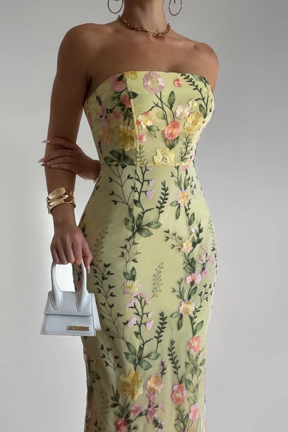 Delilah Floral Maxi Dress - Lemon