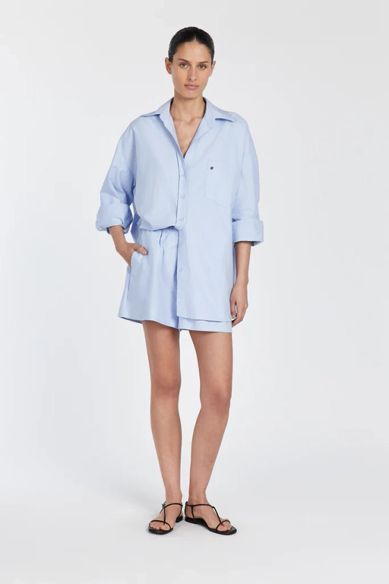 RHEA BLUE OVERSIZED COTTON SHIRT