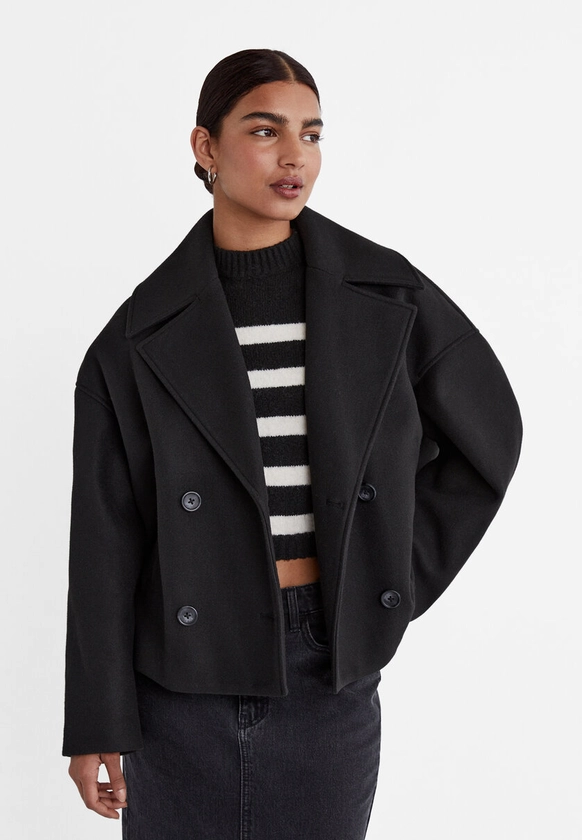 Manteau court croisé - Mode femme | Stradivarius France