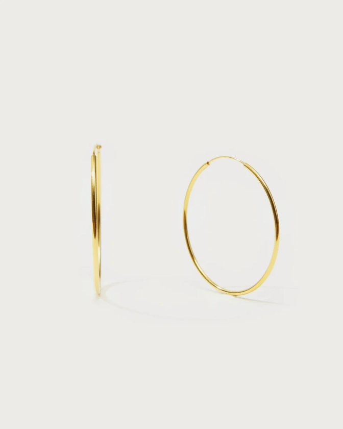 Gold 40mm Skinny Hoop Earrings | En Route Jewelry | En Route Jewelry