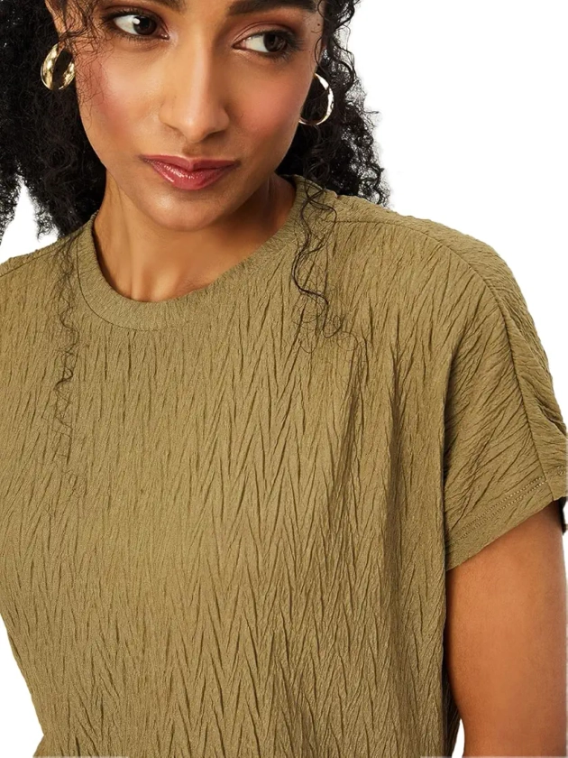 Max Women Textured Knit Blouse (COS3201 AOLIVE Green)_L : Amazon.in: Clothing & Accessories