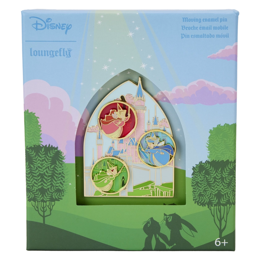 Buy Sleeping Beauty Castle Three Good Fairies Stained Glass 3" Collector Box Sliding Pin at Loungefly.