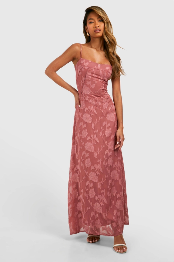 Floral Textured Panelled Maxi Dress