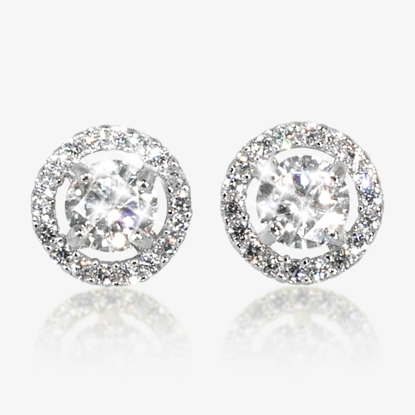 Silver Halo Stud Earrings